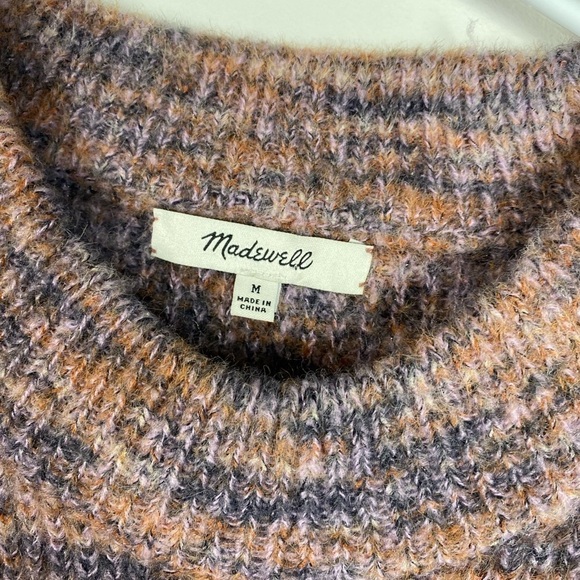 Madewell Women's Eaton Space Dye Puff Sleeve Pullover Sweater Top M Pink Purple - Picture 4 of 8